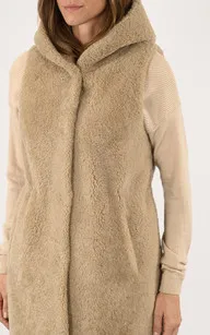 Gilet long mouton beige Levinsky - La Canadienne - Gilets / ponchos / capes Peau Lainée Beige