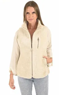 Gilet peau lainée beige Levinsky - La Canadienne - Gilets / ponchos / capes Peau Lainée Beige