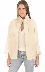 Gilet peau lainée beige Levinsky - La Canadienne - Gilets / ponchos / capes Peau Lainée Beige