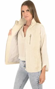 Gilet peau lainée beige Levinsky - La Canadienne - Gilets / ponchos / capes Peau Lainée Beige