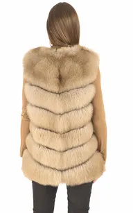 Gilet renard galonné Suprema - La Canadienne - Gilets / ponchos / capes Fourrure Naturel