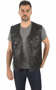 Gilet reporter cuir noir La Canadienne - La Canadienne - Gilets Cuir Noir