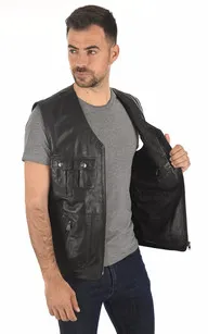 Gilet reporter cuir noir La Canadienne - La Canadienne - Gilets Cuir Noir