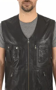 Gilet reporter cuir noir La Canadienne - La Canadienne - Gilets Cuir Noir