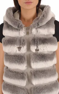 Gilet réversible en fourrure rex gris Giorgio & Mario - La Canadienne - Gilets / ponchos / capes Fourrure Gris