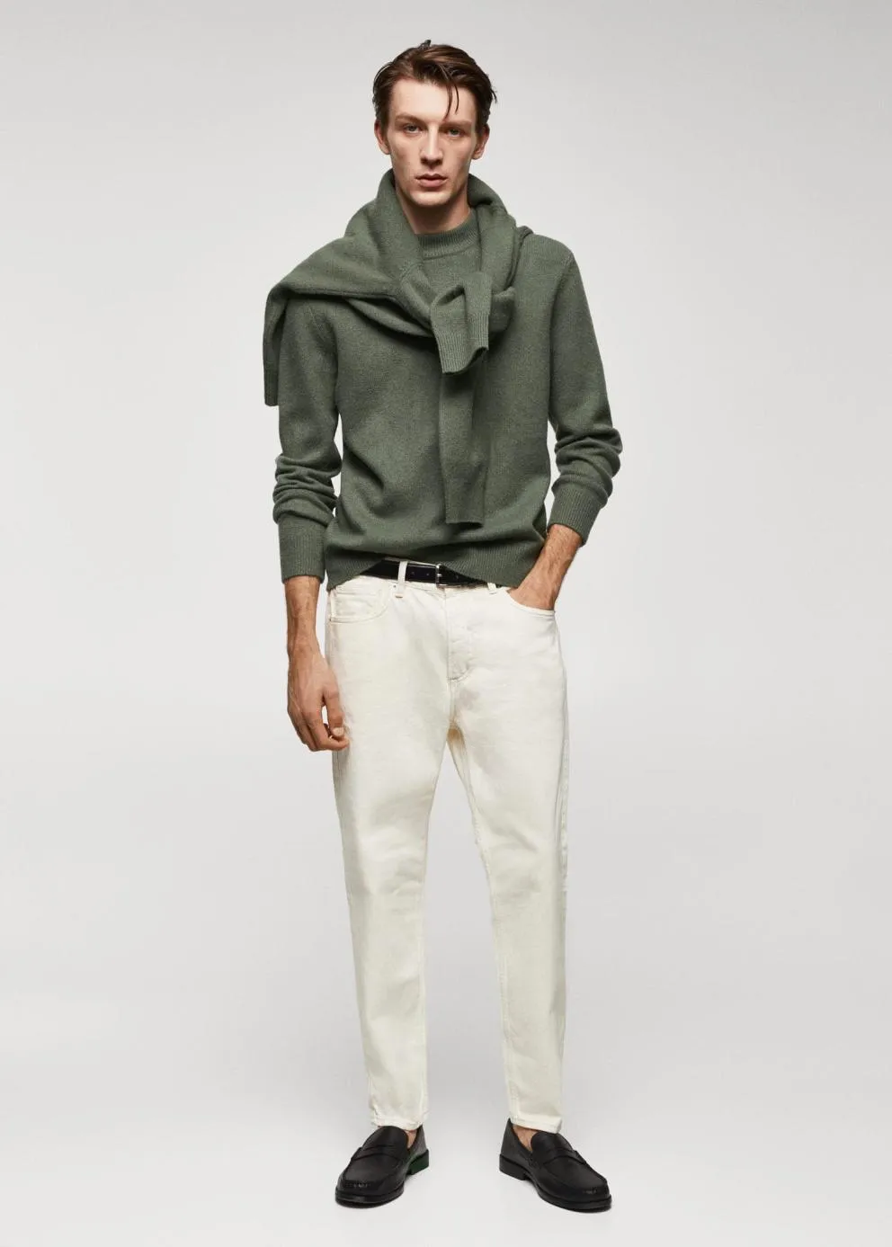 Gilets Et Pull-Overs | Homme MANGO Pull Col Montant Laine Mélangée Vert Forêt