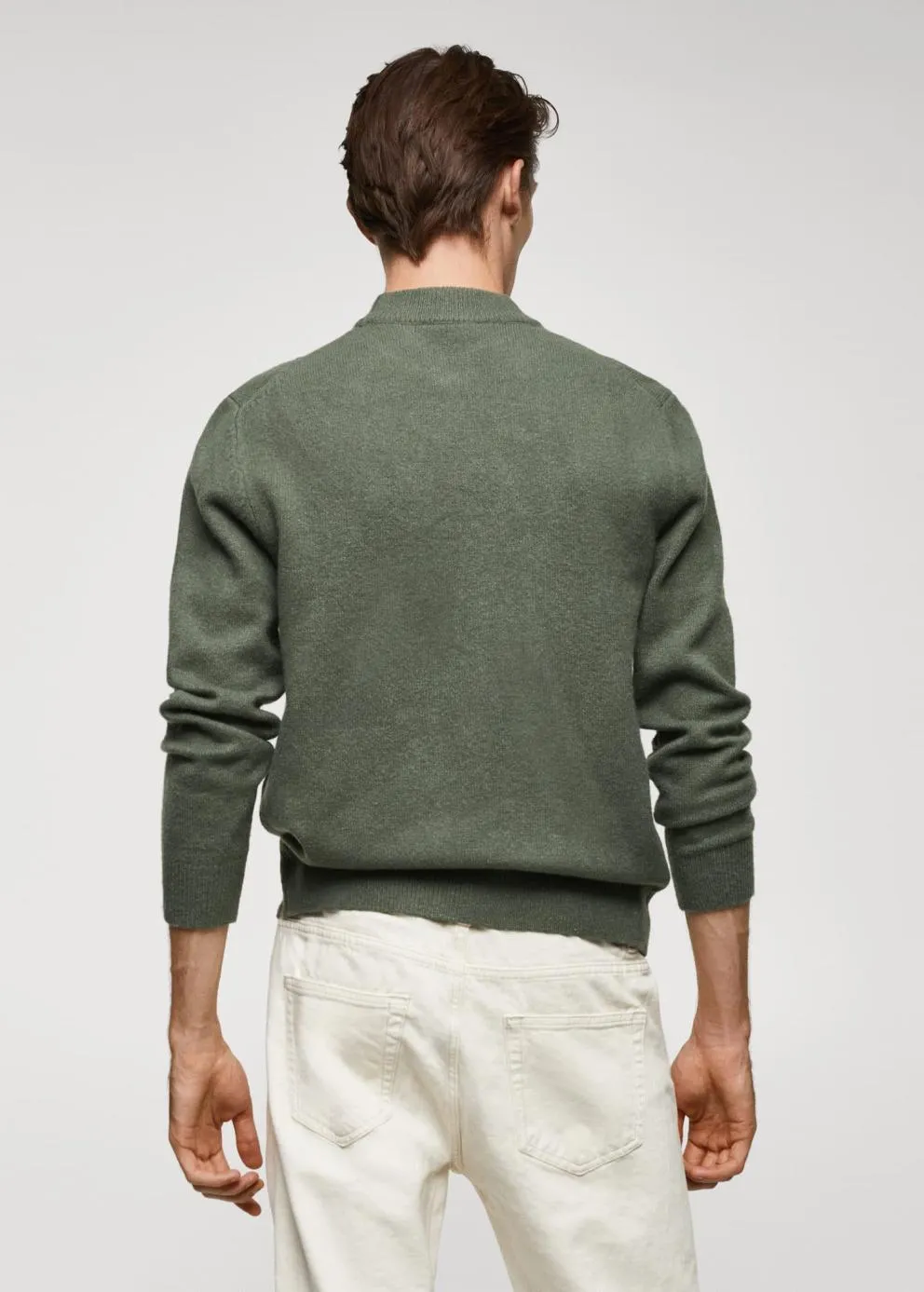 Gilets Et Pull-Overs | Homme MANGO Pull Col Montant Laine Mélangée Vert Forêt