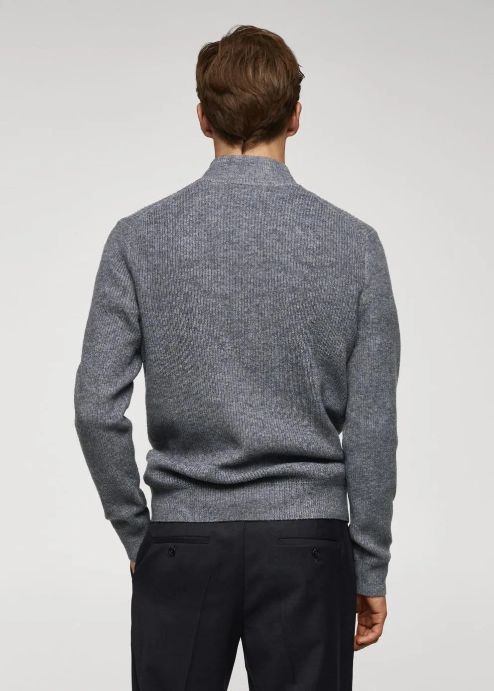 Gilets Et Pull-Overs | Homme MANGO Pull-over Zippé Maille Côtelée Gris Chiné Moyen