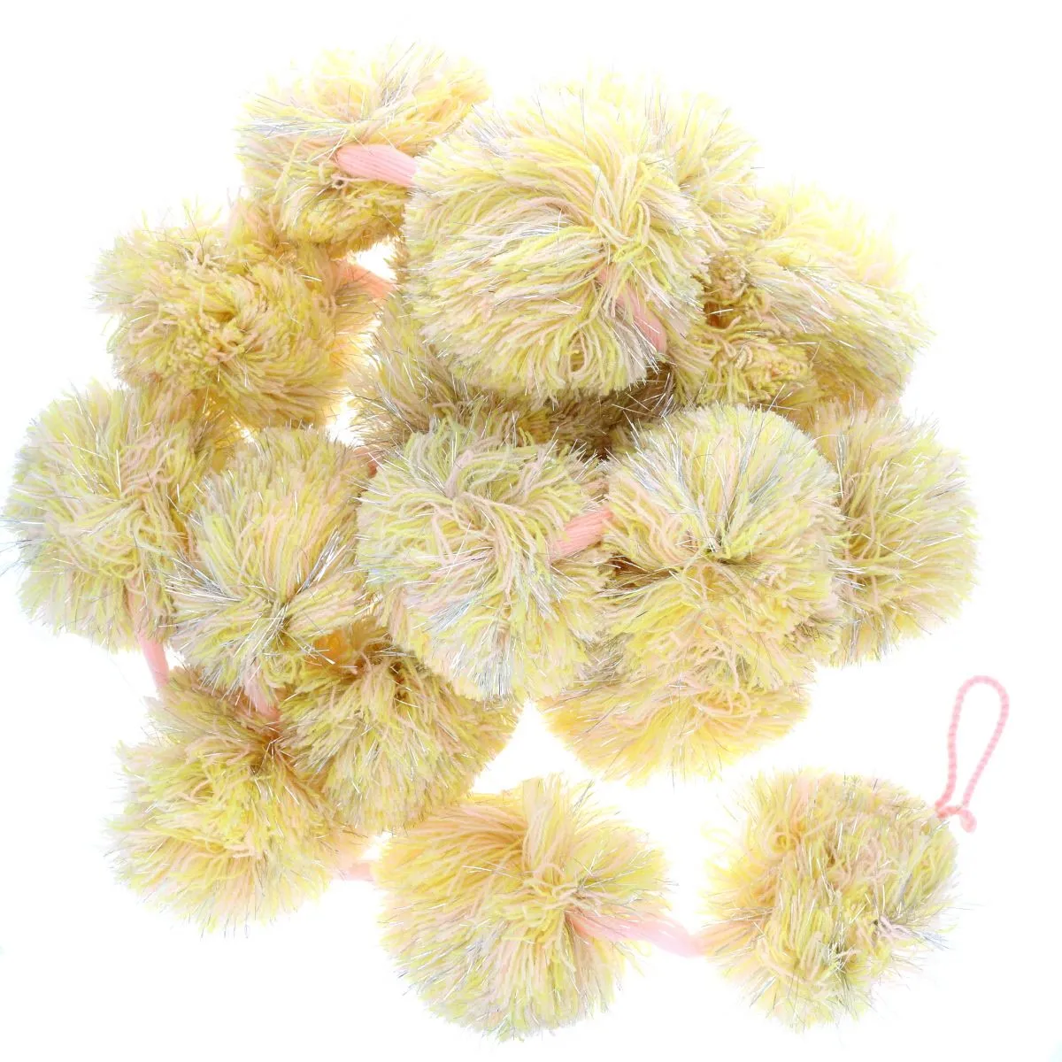 Guirlande pompons jaune et rose