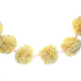 Guirlande pompons jaune et rose