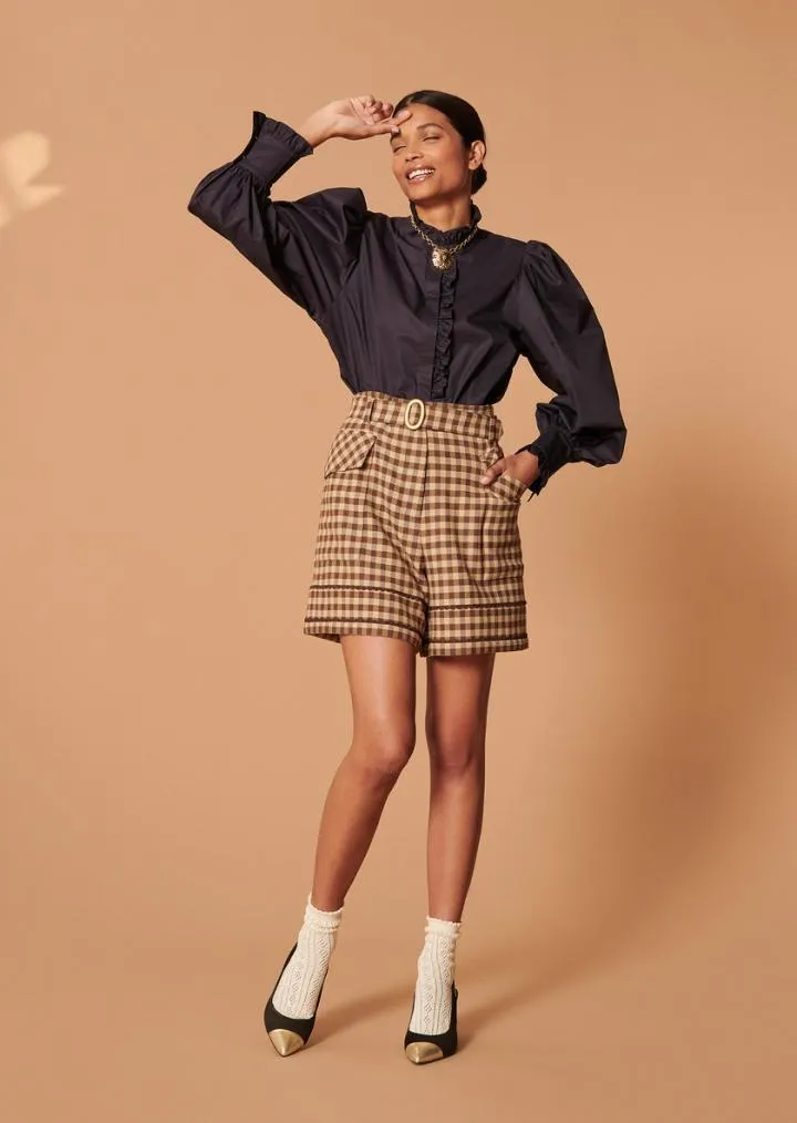 Jupes & Shorts TARA JARMON Femme | Short Sahara beige à carreaux