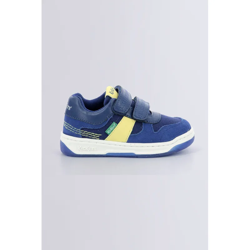 Kalido - Sneakers bleu marine et jaune pour garçon - Kickers © Site Officiel