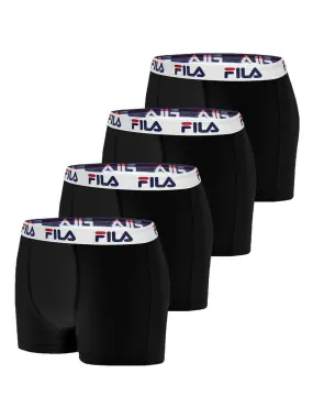 Lot de 4 Boxers Coton homme FU5016 Uni Fila - Noir