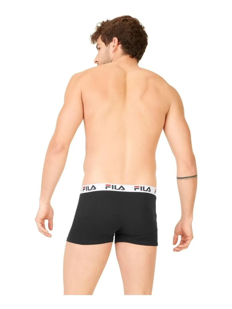 Lot de 4 Boxers Coton homme FU5016 Uni Fila - Noir