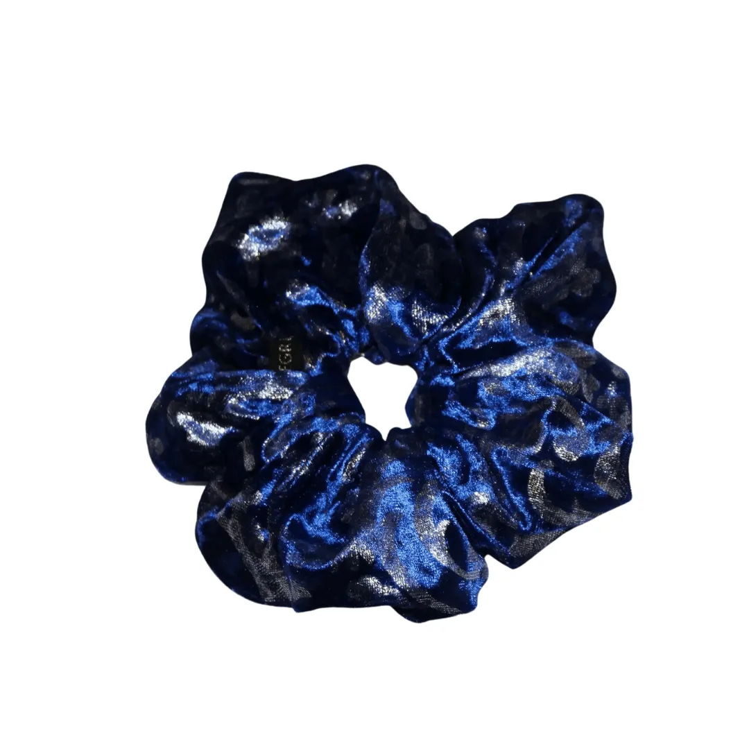 Maxi Scrunchie velours bleu brocart - Chouchou - ALEGRIHEAD