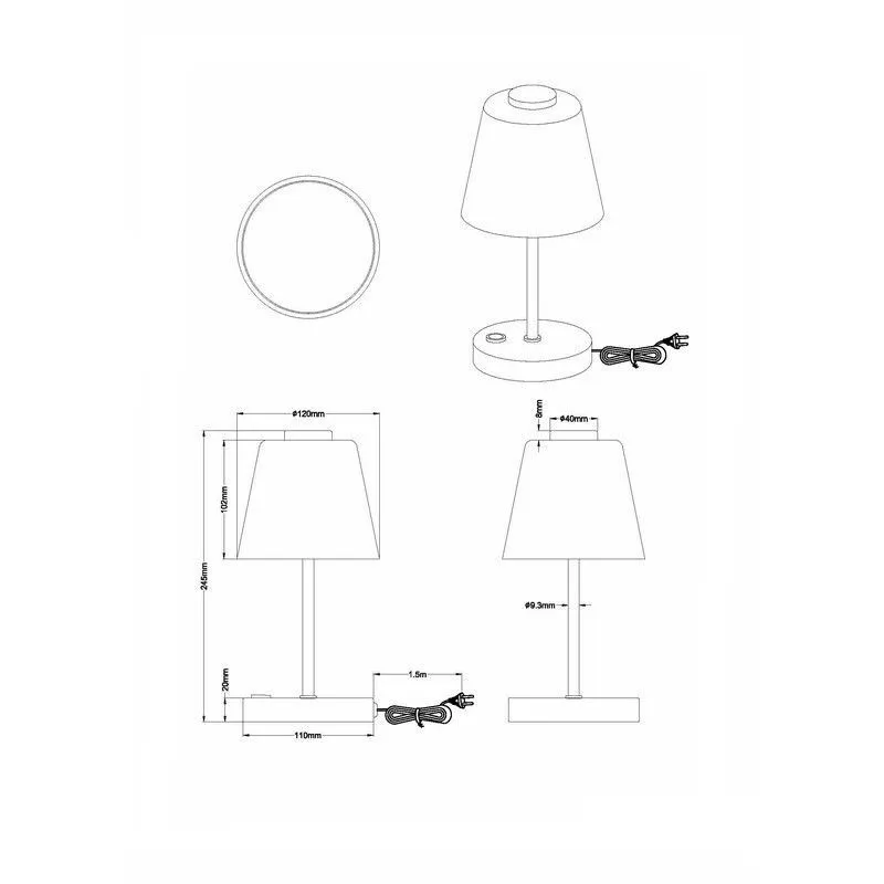 Nikkelen tafellamp modern, Nakskov, 2,5W, 3000K LED, met schakelaar