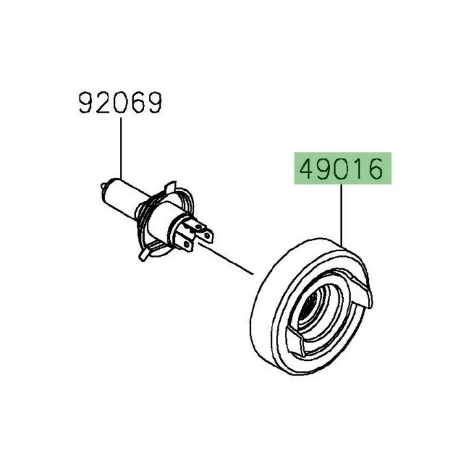 Obturateur caoutchouc optique avant Kawasaki 490160628 | Moto Shop 35