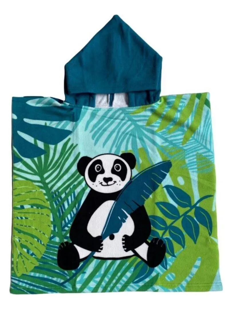 Pack ponchos et serviette microfibre enfant Panda - Vert kaki