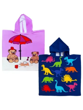 Pack ponchos microfibre enfant Dino + Nounours - Multicolore