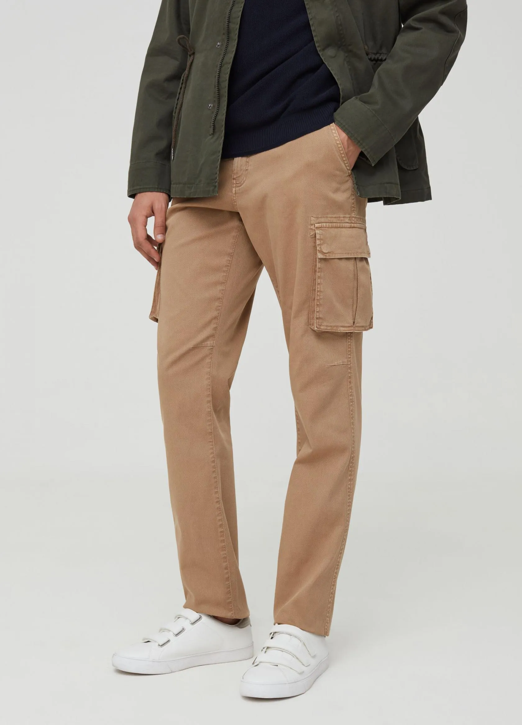 Pantalons Homme | Stretch cotton cargo trousers Beige foncé | OVS
