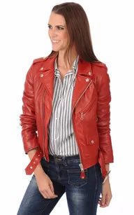 Perfecto LCW8600 Rouge Schott - La Canadienne - Blousons Cuir Rouge
