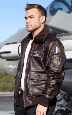 Pilote officiel Marine Nationale marron Marine nationale - La Canadienne - Blousons Cuir Marron