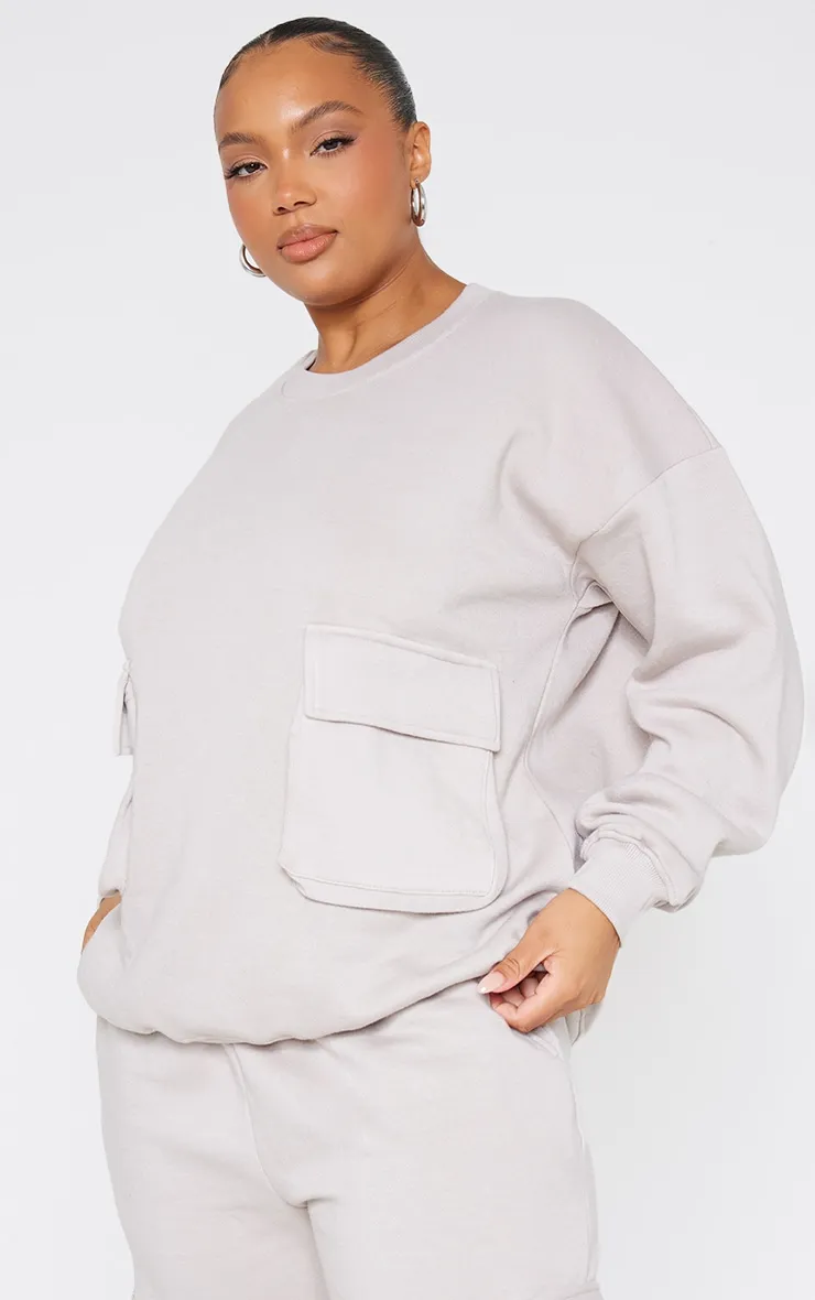 Plus Sweat style cargo gris pierre