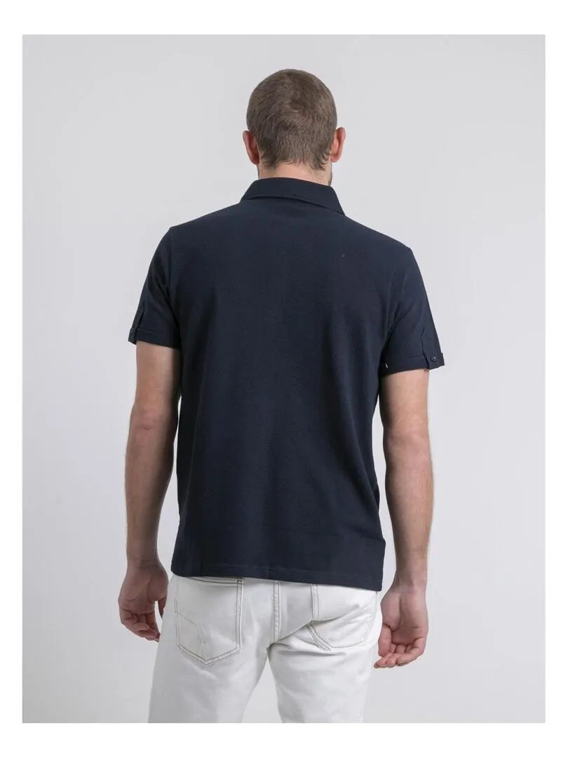 Polo manches courtes pur coton POULOAN - Bleu marine