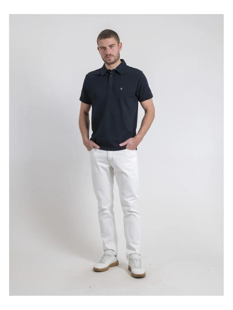 Polo manches courtes pur coton POULOAN - Bleu marine