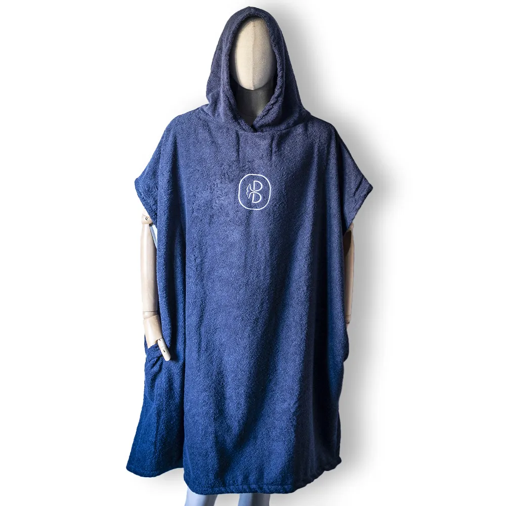 Poncho de surf bleu marine, fabrication française