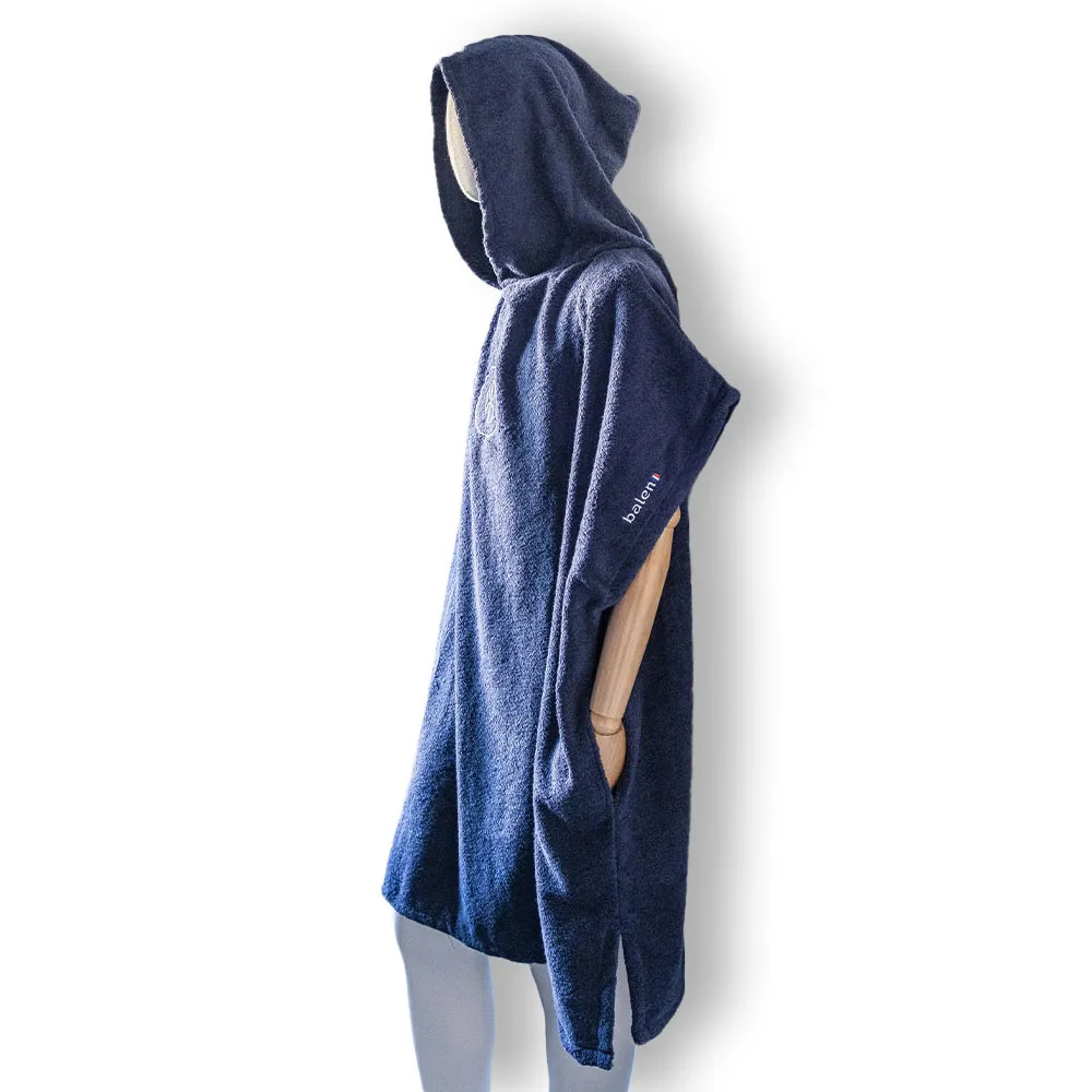 Poncho de surf bleu marine, fabrication française