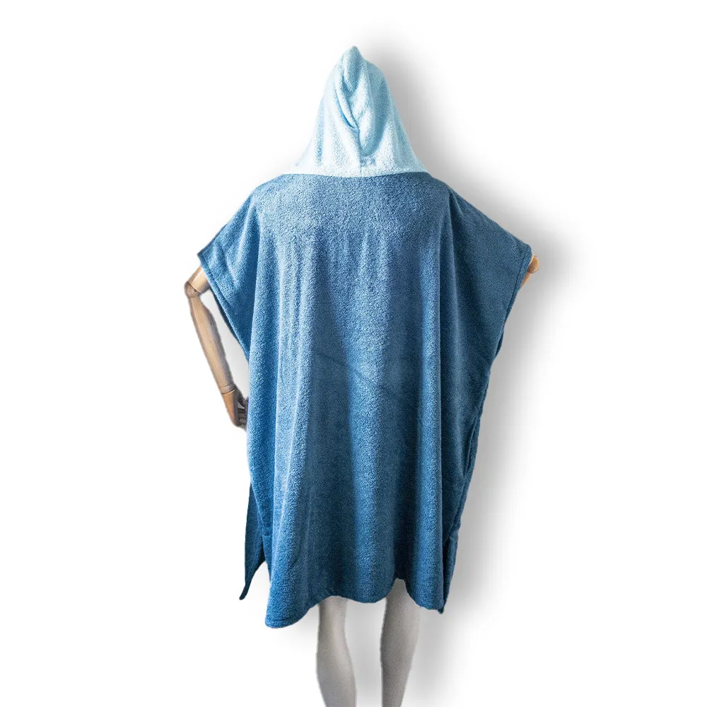 Poncho de surf bleu pétrole & turquoise, fabrication française