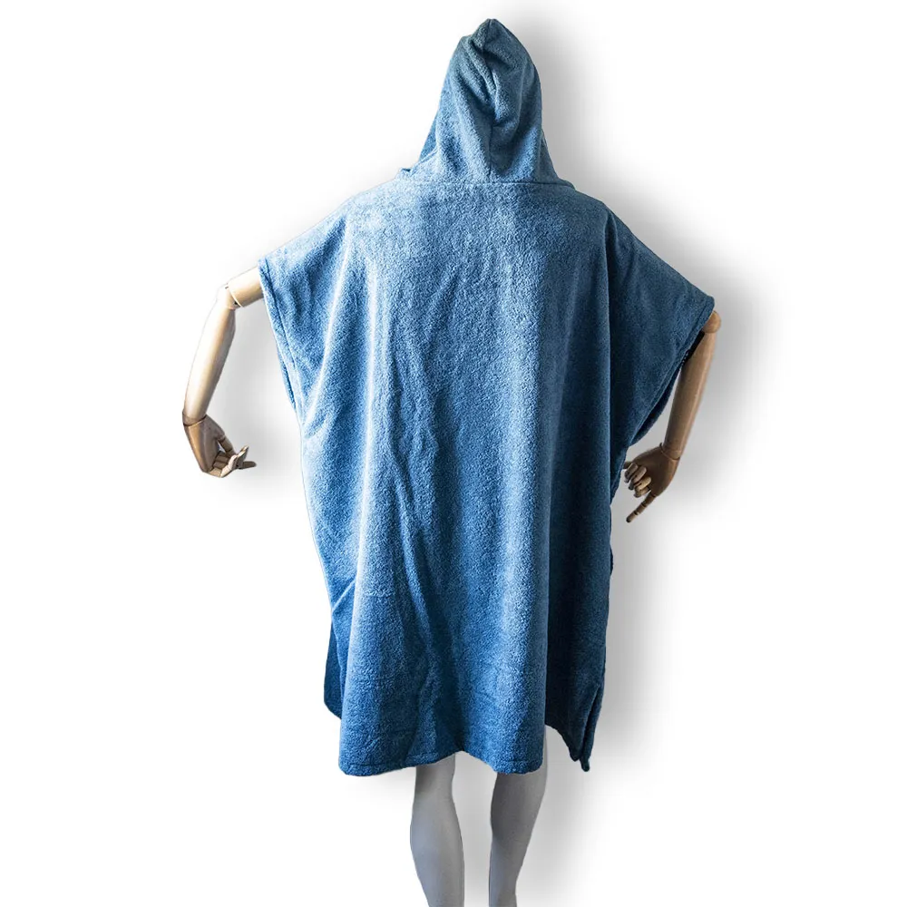 Poncho de surf bleu pétrole, fabrication française