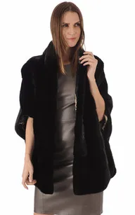 Poncho en Fourrure Vison Noir La Canadienne - La Canadienne - Gilets / ponchos / capes Fourrure Noir