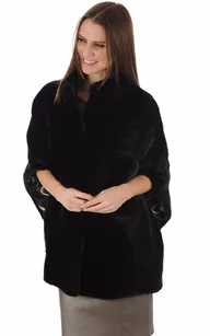 Poncho en Fourrure Vison Noir La Canadienne - La Canadienne - Gilets / ponchos / capes Fourrure Noir