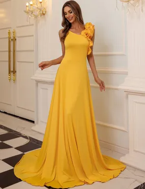 Robe de Soirée Jaune à Volants