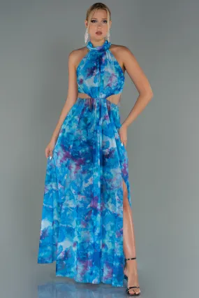 Robe De Soirée Longue Bleu ABU2891