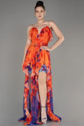 Robe de Soirée Longue Orange ABU3975