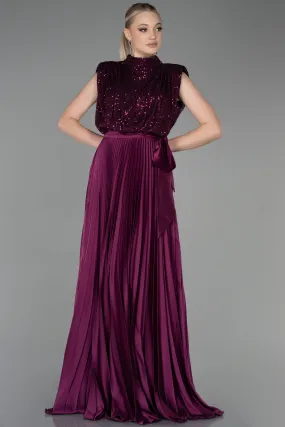 Robe de Soirée Longue Prune ABU3326