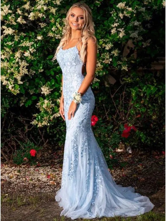 Robe de Soirée Sirène Bleu