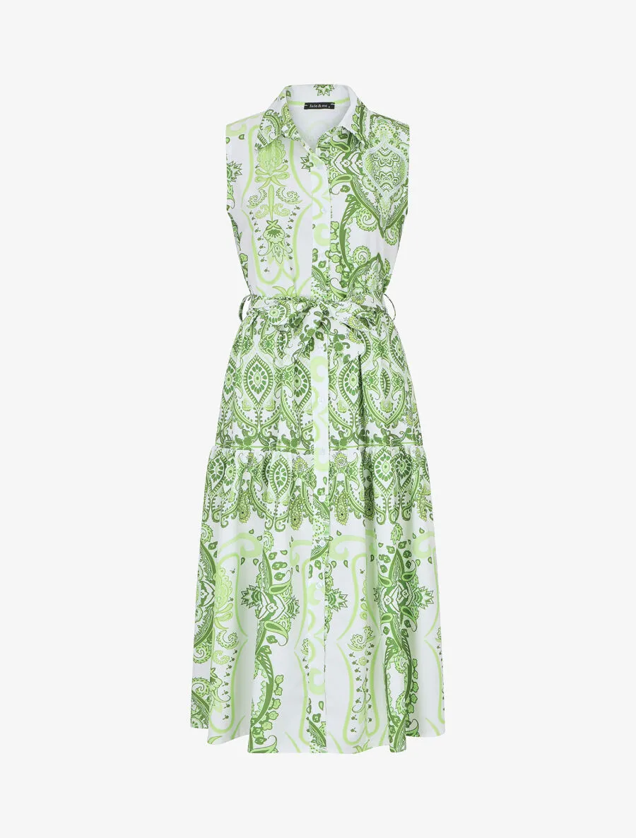 Robe longue évasée à imprimé fleuri - Vert