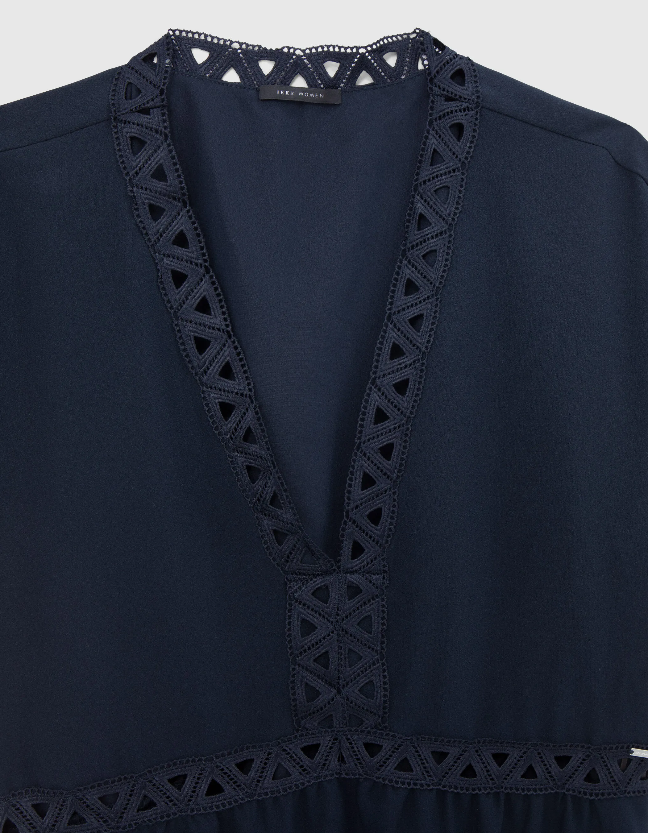 Robe marine recyclée ganses dentelle Femme