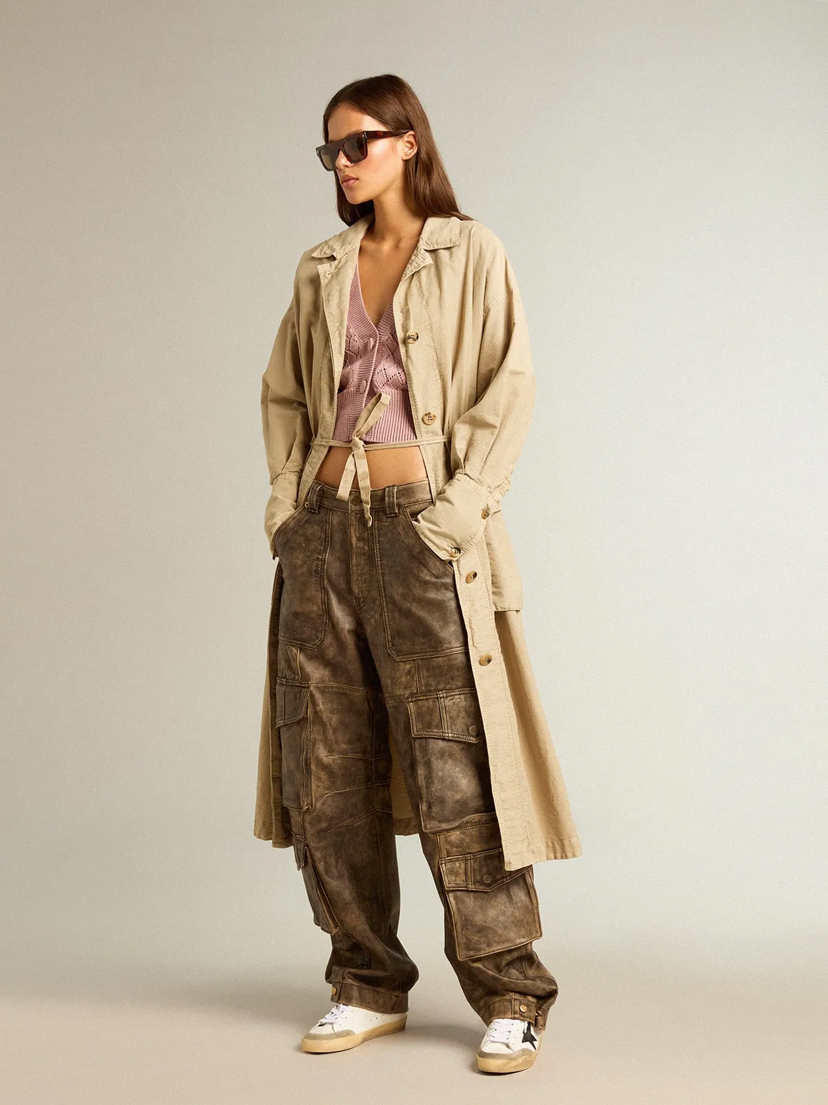 Robe trench en sergé de coton kaki | Golden Goose