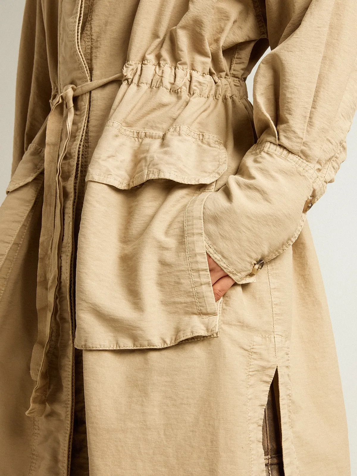 Robe trench en sergé de coton kaki | Golden Goose