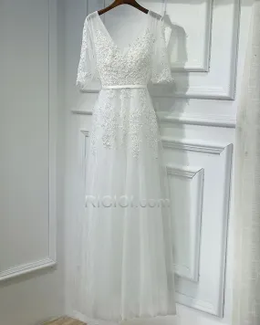 Robes De Soirée Décolleté Appliques 2019 Empire Dentelle Élégant Longue Boho