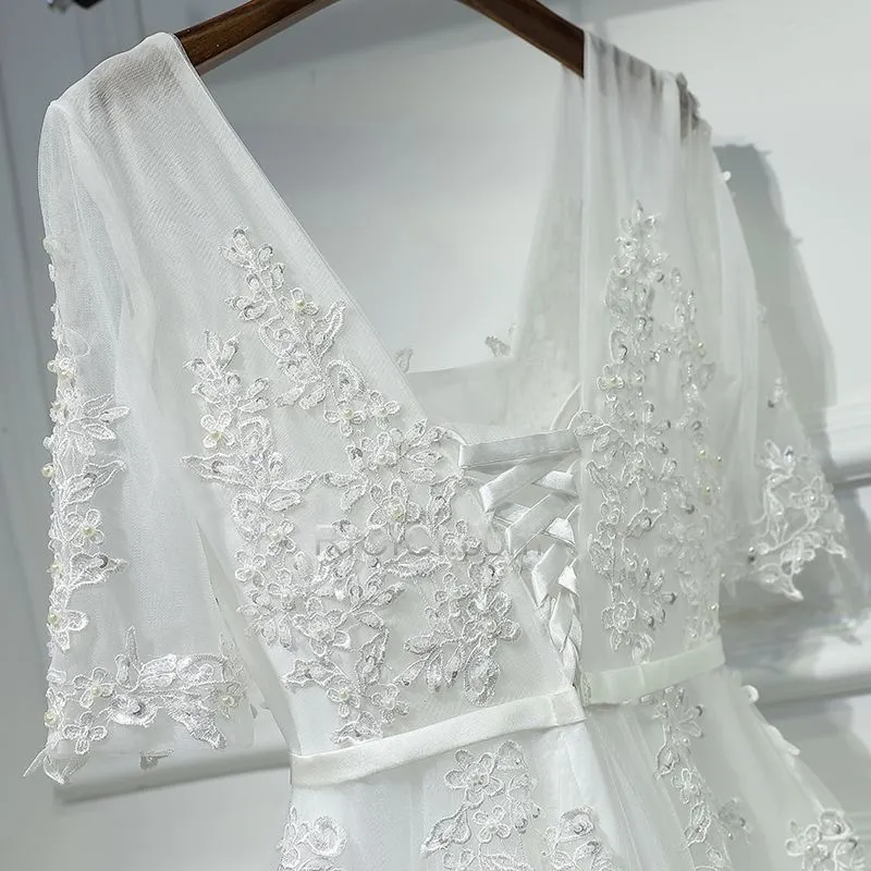 Robes De Soirée Décolleté Appliques 2019 Empire Dentelle Élégant Longue Boho