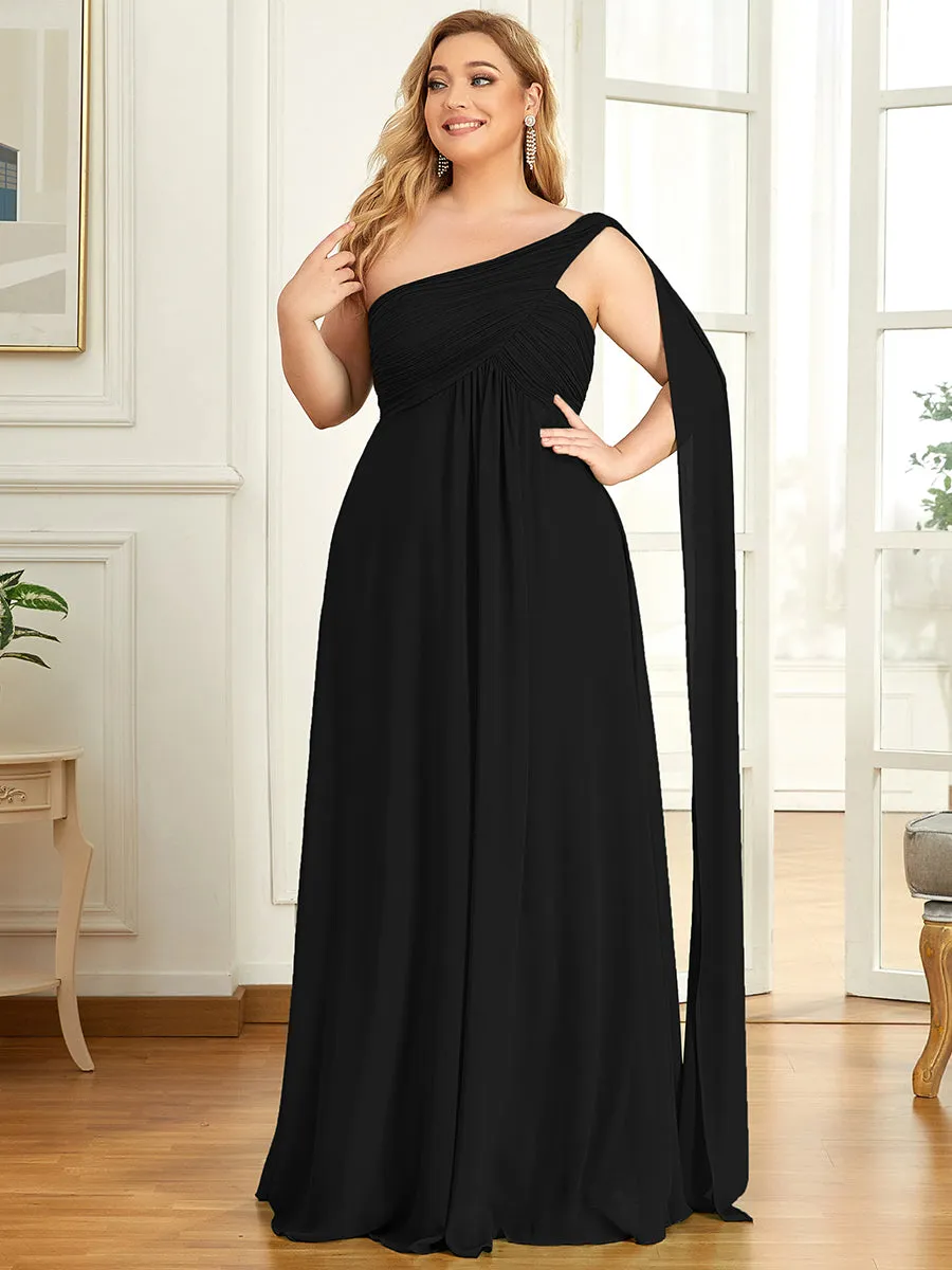 Robes de Soirée Grande Taille Maxi Chiffon avec Une épaule pour Femmes