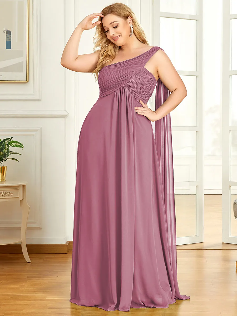 Robes de Soirée Grande Taille Maxi Chiffon avec Une épaule pour Femmes