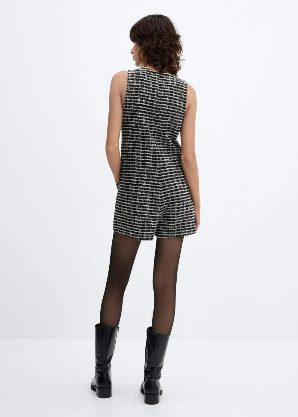 Robes Et Combinaisons | Femme MANGO Combi-short Tweed Poches Noir