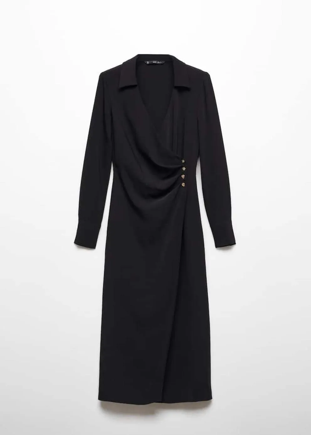 Robes Et Combinaisons | Femme MANGO Robe Cache-cœur Boutons Noir